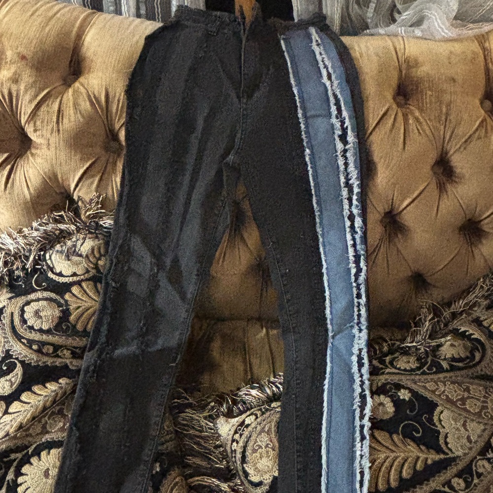 Black and Blue Distressed Jeans